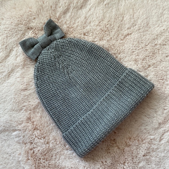 Kate Spade Bow Beanie Rib Knit Hat Gray One Size NEW - Picture 9 of 9